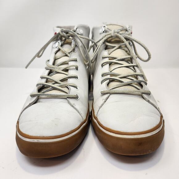UGG Men Hoyt Luxe High Top Sneakers Size 13 White Leather Lace Up Shearling - Picture 3 of 8